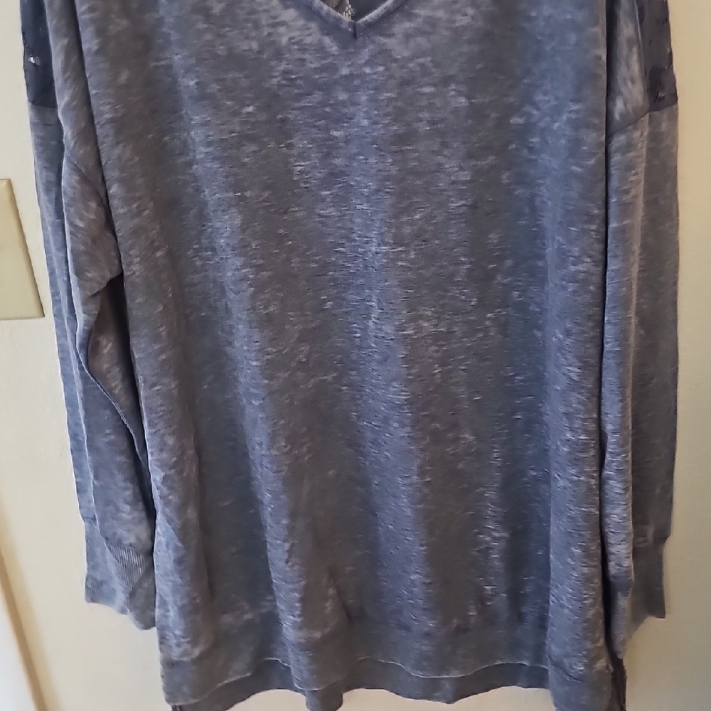 Women's Gray V-Neck Top